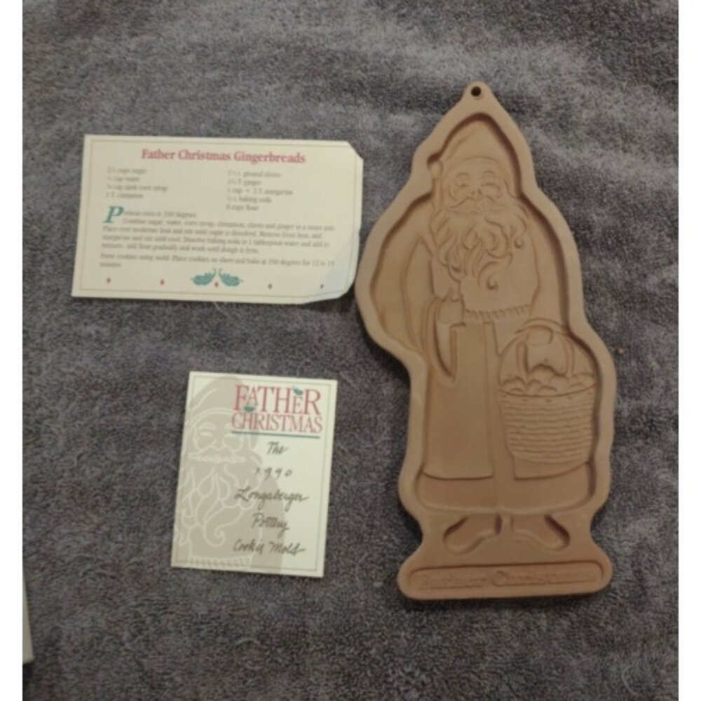Longaberger Pottery Cookie Mold 1990 Father Christmas St Nick